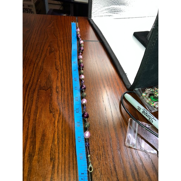 Purple 2 Types of beads and Brass Filigree Beads Necklace! - Picture 8 of 8